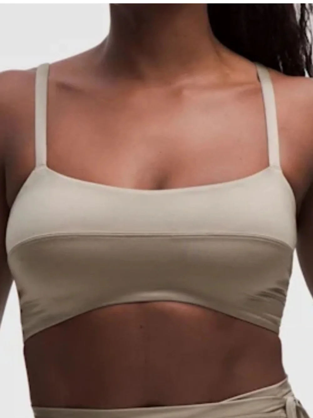 Lululemon Satin Spaghetti Strap Yoga Bra Warm Ash Grey